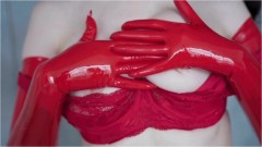 Miss Ellie Mouse – Brunette in Red Lingerie and Latex
