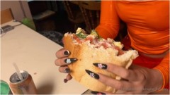 Kitsune Foreplay – velma devours a massive sandwich and gets gassy and bloated asmr wet farts burping full